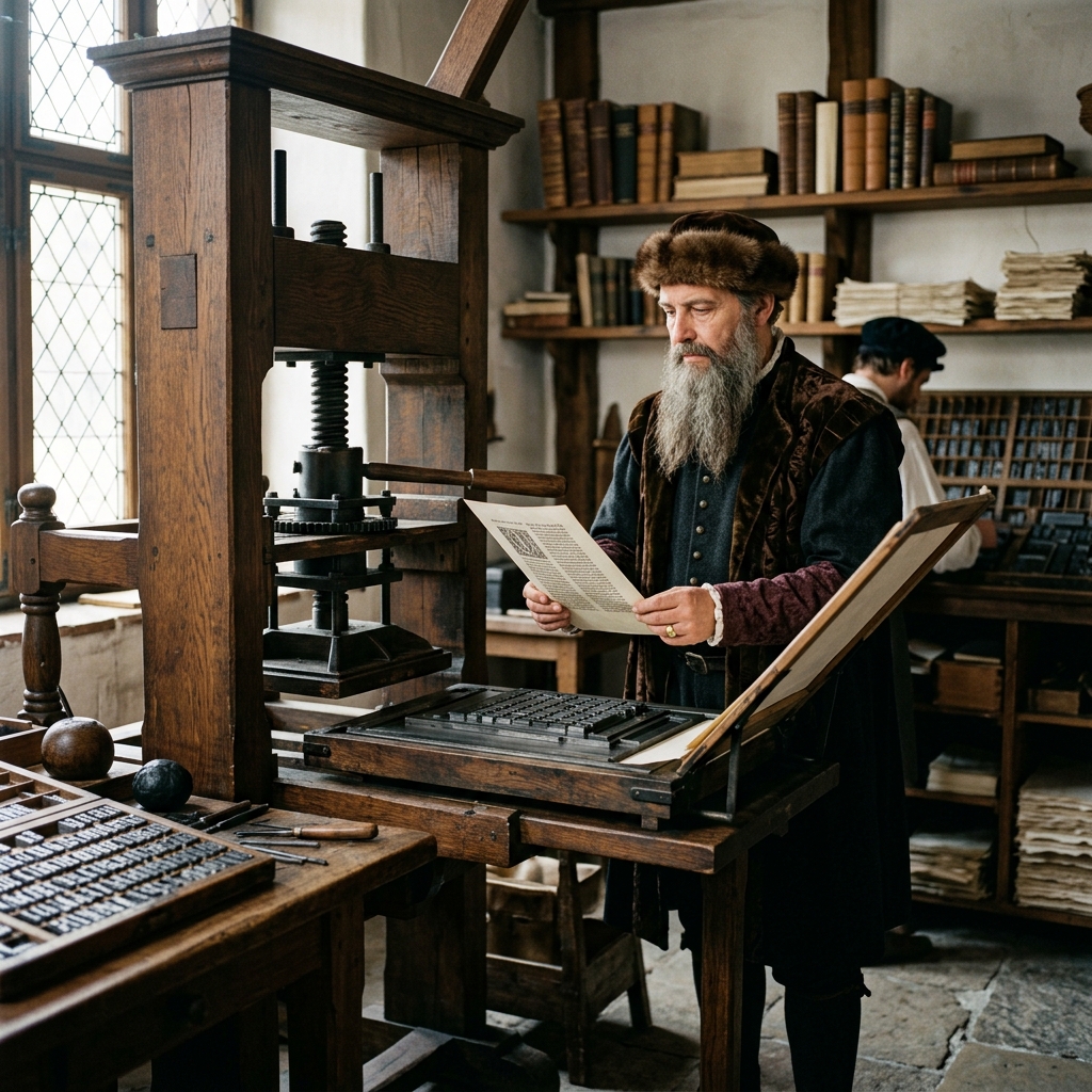 A portrait of Johannes Gutenberg, pioneer of medieval book printing