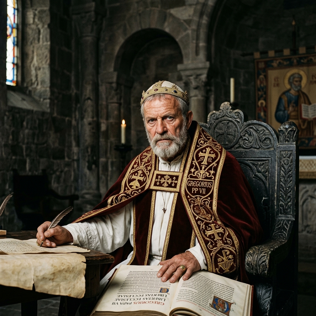 Pope Gregory VII as a Tuscan man in medieval garb - church reformer and saint