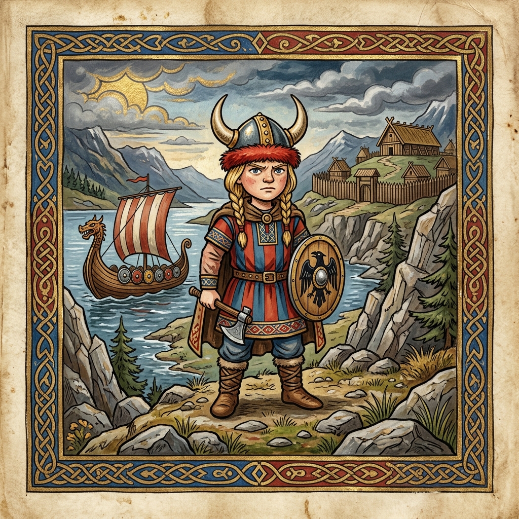 A Viking character depicted in a children’s comic set in the Middle Ages – a well-known Viking name from popular culture
