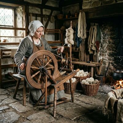The invention of the spinning wheel: from the Middle Ages to modern times - Medieval spinning wheel: history & development in transition