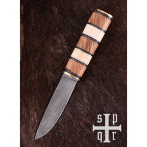 Couteau viking en acier damassé avec manche en...