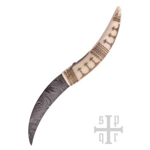 Couteau de poche viking en acier damass&eacute; avec...
