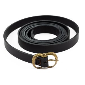 Medieval leather belt 20mm with brass buckle black