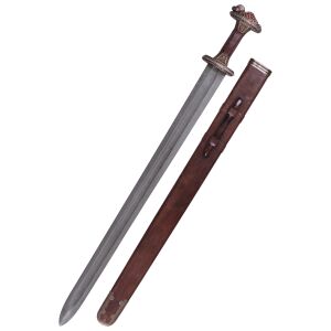 Vendel Period Sword with Scabbard, Brass Hilt, Damascus...