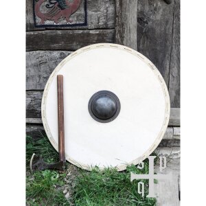 Viking Round Shield with Iron Boss, Wood and Canvas