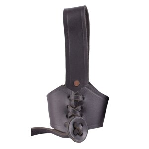 Leather belt-holder for drinking horn, small, black