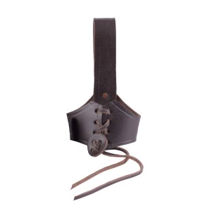 Leather belt-holder for drinking horn, large, brown