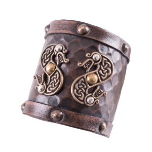 Leather Wristguard with Double-Headed Dragons