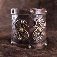 Leather Wristguard with Double-Headed Dragons