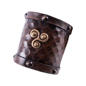 Small Leather Wristguard with Celtic Triskelion Motif