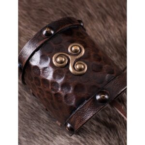 Small Leather Wristguard with Celtic Triskelion Motif