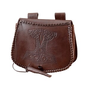 Leather pouch with Thors Hammer embossing
