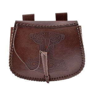 Leather pouch with Thors Hammer embossing