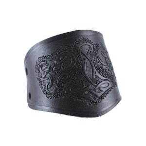 Bracer leather Wristguard with Thors Hammer Motif, short...