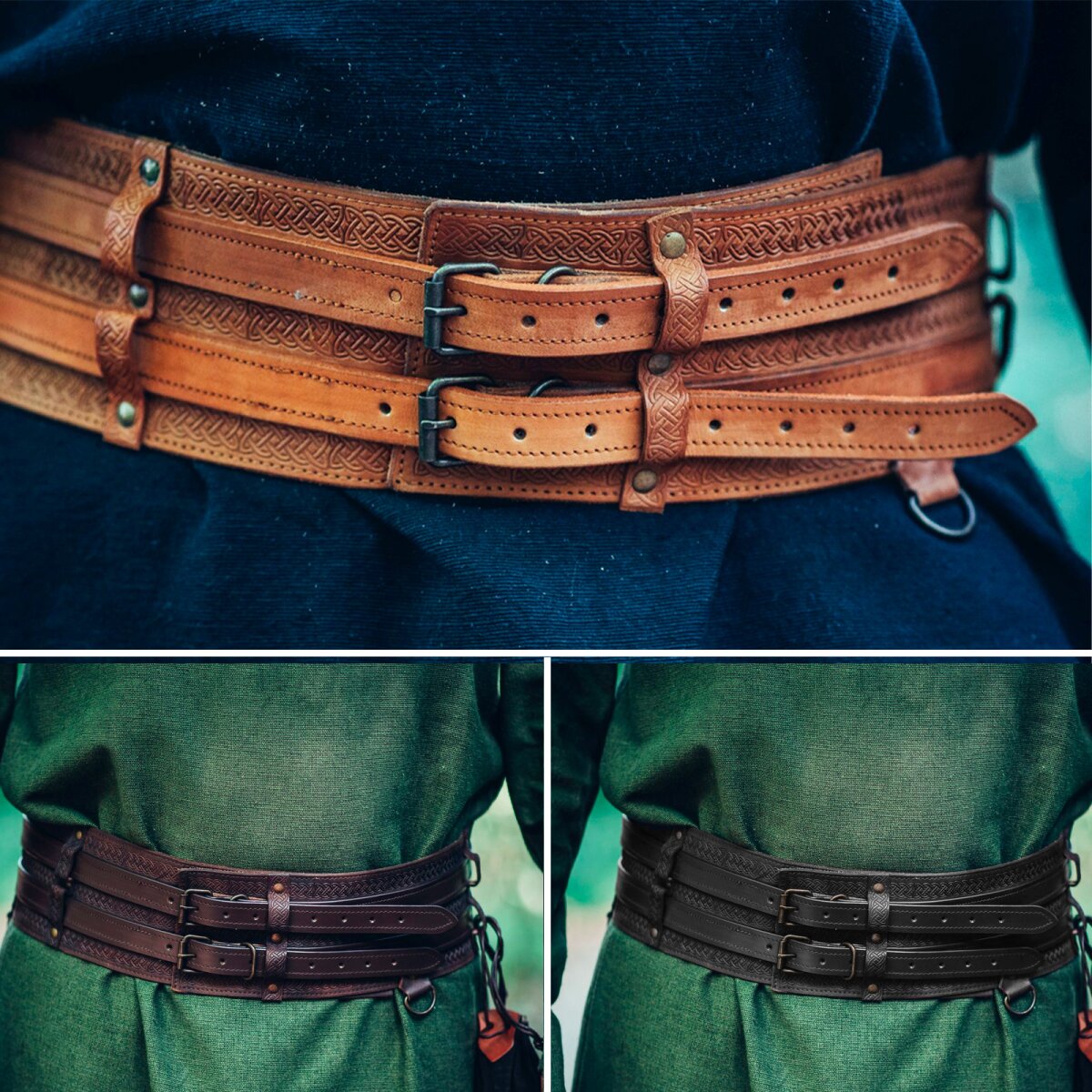 Ceinture large viking épique avec poinçon...