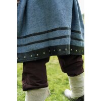 Viking short sleeve tunic with leather applications - blue gray