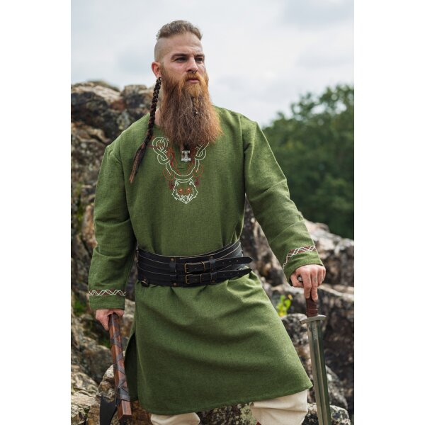 Viking Tunic with embroidery - Green