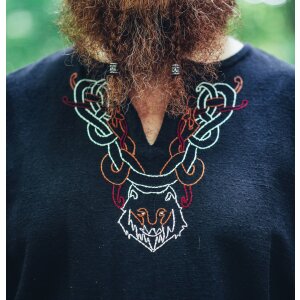 Viking Tunic with embroidery - black