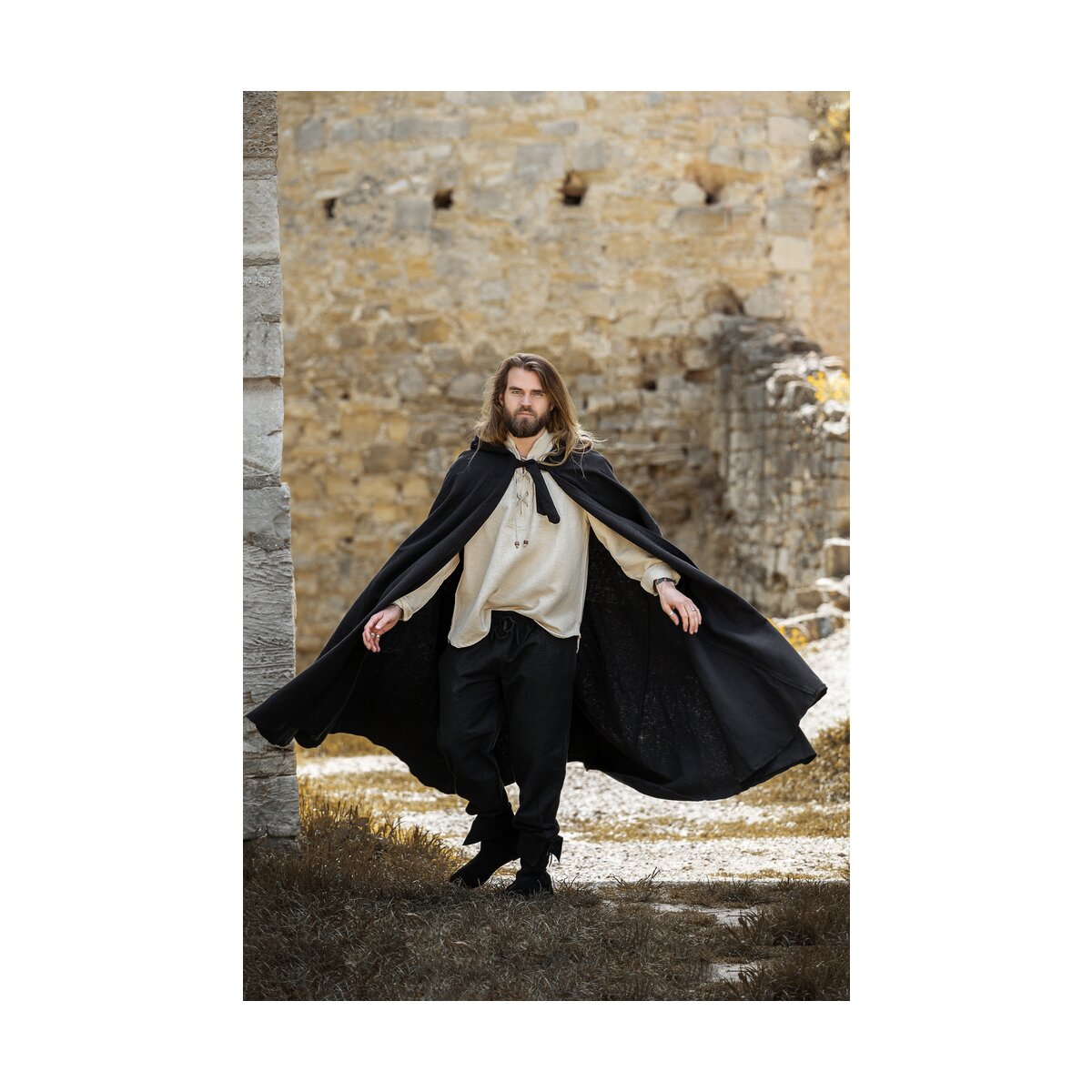 Medieval Cape with Hood black