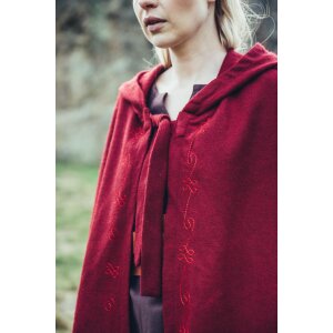 Medieval Cape Wool with Embroidery Red