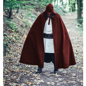 Medieval Wool Cape with long Hood red