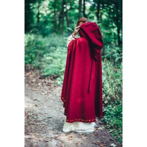 Kurzer Mittelalter Mantel mit Kapuze Wolle Rot