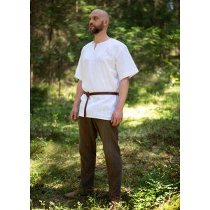 Medieval shirt white short sleeve linen