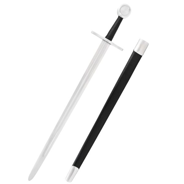 Disc pommel sword with scabbard