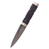 Sgian Dubh Knife with Damascus steel blade and sheath