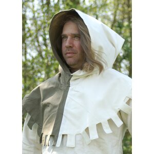 Medieval chaperon with saddles, green/white