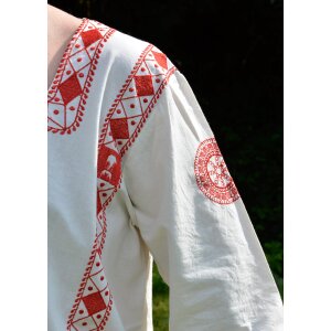 Roman long sleeve tunic, red embroidered