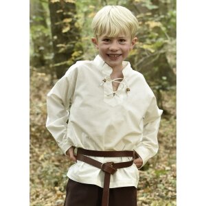Children medieval shirt Colin, with lacing, nature