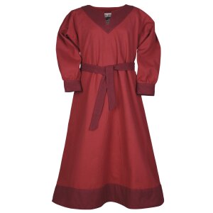 Childrens Viking dress Solveig, long sleeve, red / wine red