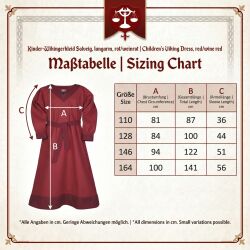 Solveig children’s Viking dress, long-sleeved, red/burgundy