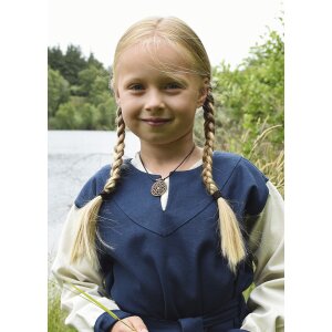Childrens Viking dress Solveig, long sleeve, blue / nature