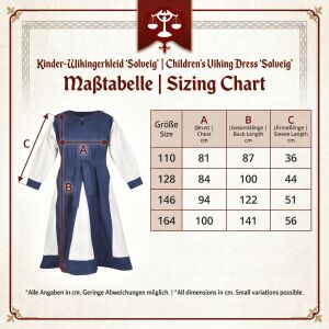 Solveig children’s Viking dress, blue/natural