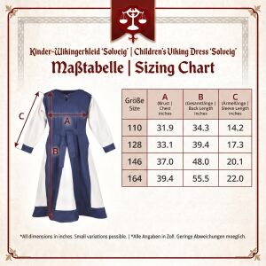 Solveig children’s Viking dress, blue/natural