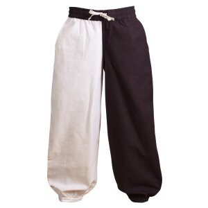 Wide medieval childrens trousers Thore, Mi-Parti, brown / nature