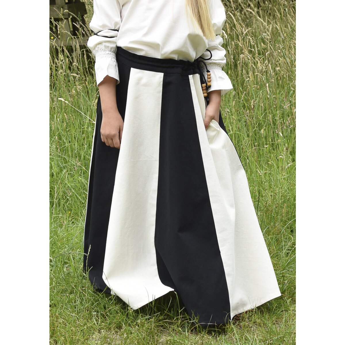 Childrens medieval skirt Lucia, wide flared, black / nature