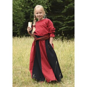 Kinder-Mittelalterrock Lucia, weit ausgestellt, schwarz/rot