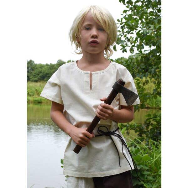 Short sleeve medieval tunic / bodice shirt Linus for children, nature