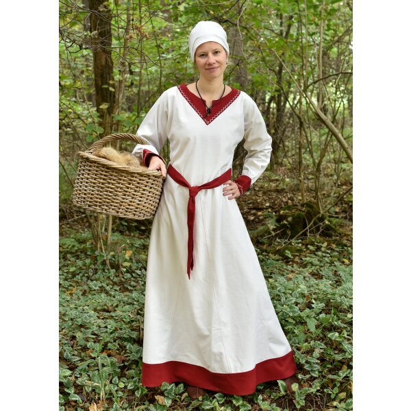 Viking dress Jona, natural/wine red