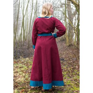 Viking dress Jona, burgundy/petrol