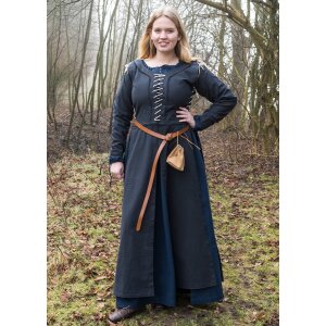 Sur-robe médiévale Marit avec lacets, bleu...