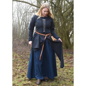 Sur-robe médiévale Marit avec lacets, bleu...