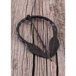 Ring brooch with leaves, hand forged