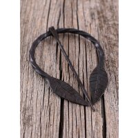 Ring brooch with leaves, hand forged