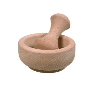 Mortar with pestle made of beech wood, about 10 cm