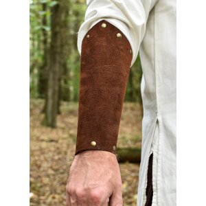 Protège-bras en cuir nappa brun, la paire