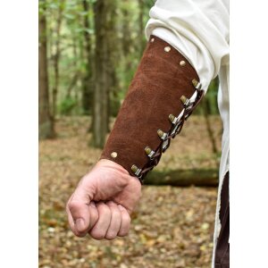 Brown nappa leather arm guards, pair